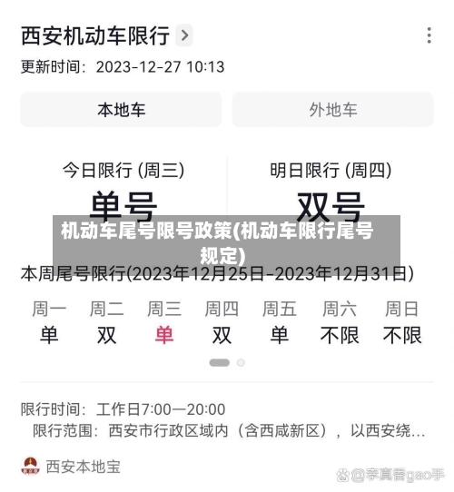 机动车尾号限号政策(机动车限行尾号规定)