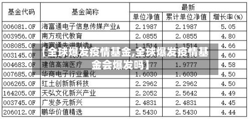 【全球爆发疫情基金,全球爆发疫情基金会爆发吗】-第2张图片