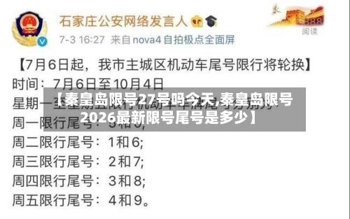 【秦皇岛限号27号吗今天,秦皇岛限号2026最新限号尾号是多少】